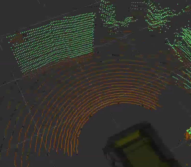 LiDAR view under Attack 1 with an injected false obstacle