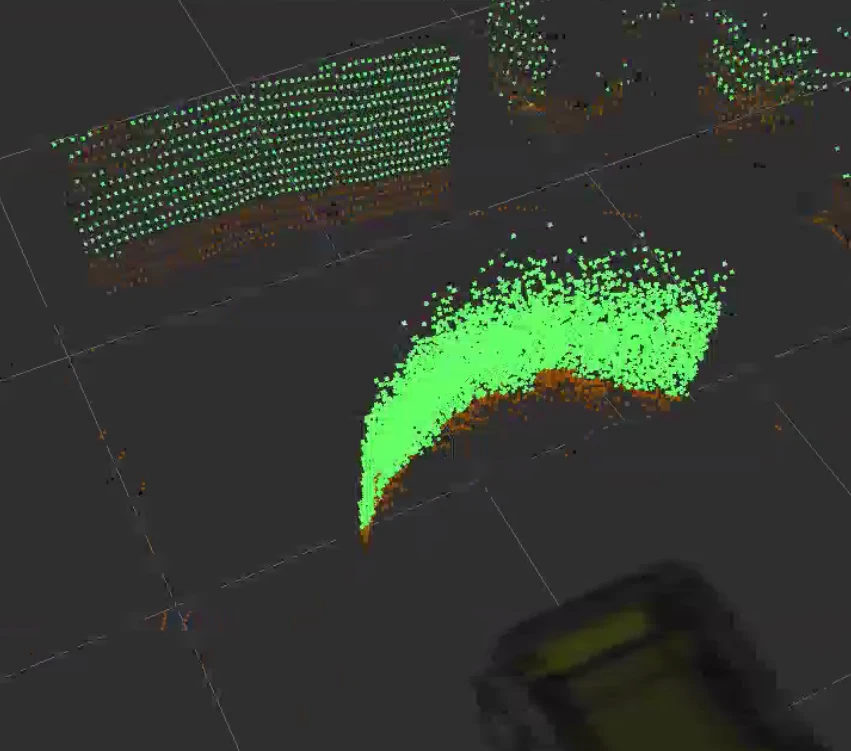 LiDAR view under stealthier Attack 2 after removal of original points around the injected obstacle